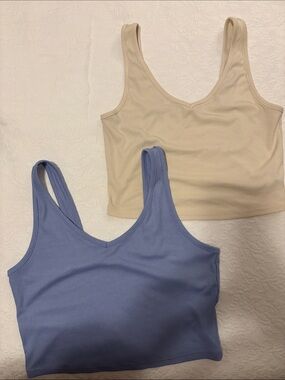 SHEIN Ribbed Tank Tops in Cream and Lavender Blue